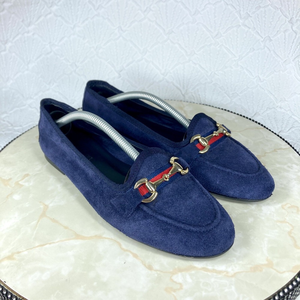 Navy Suede Horsebit Loafers - Classic Women's Slip-Ons